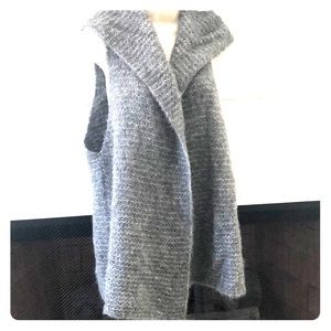 EILEEN FISHER Alpaca blend long grey hooded vest